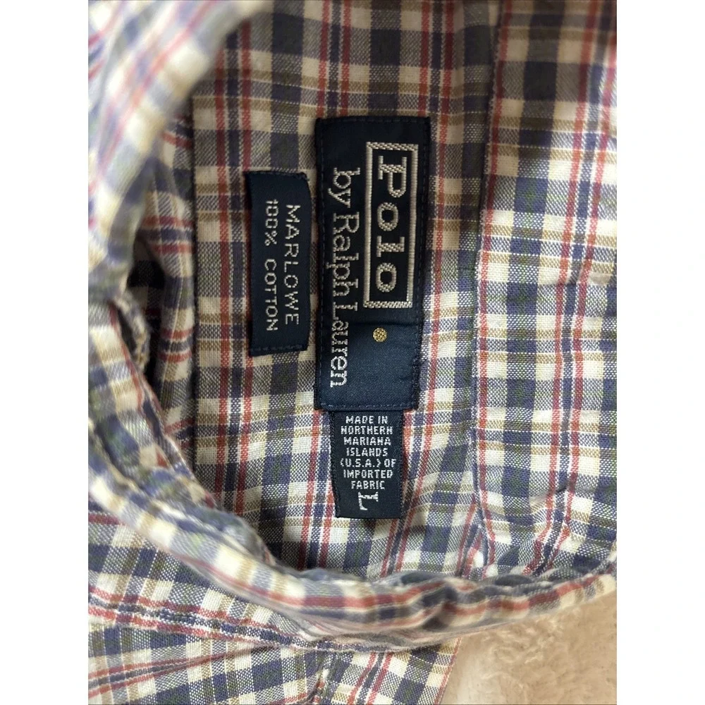 Polo Ralph Lauren Pony Marlowe 100% Cotton‎ Made in USA 90s Vintage Plaid Large